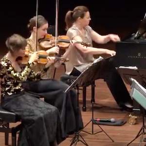 NZ String Quartet with Kathryn Stott palying Still, echoing.